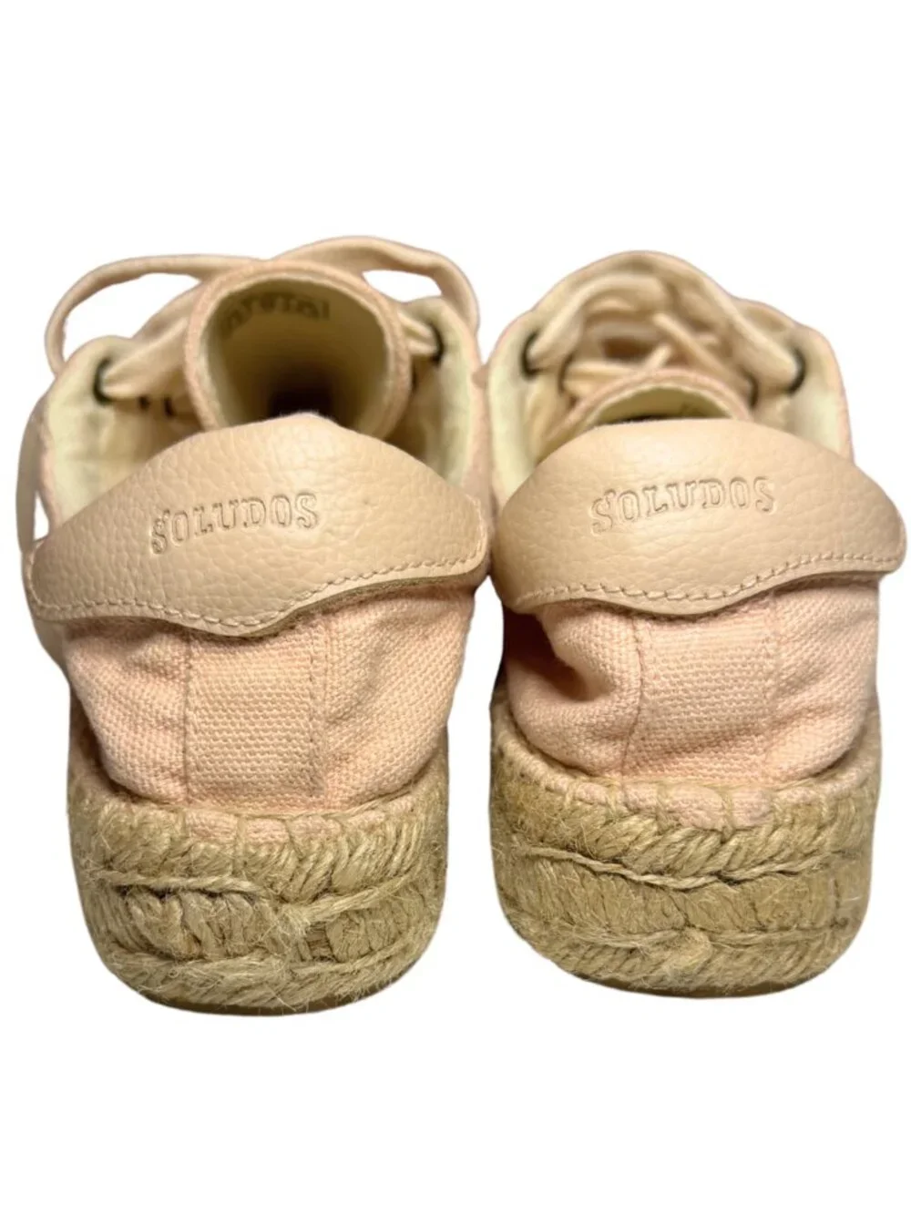 Soludos Espadrille Casual Classic Sneakers Pink Linen Jute Size 8.5